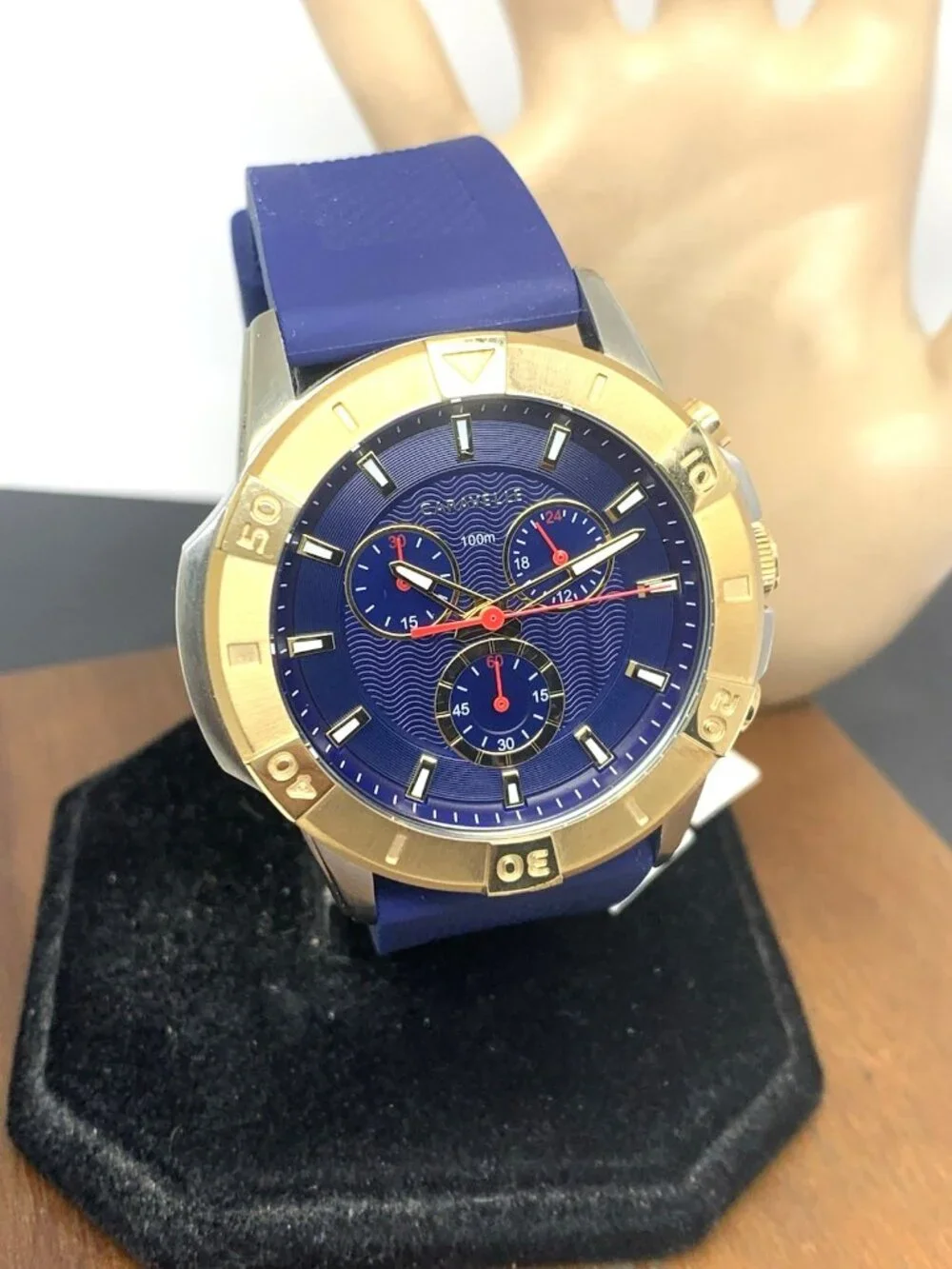 Caravelle Bulova Men's Watch 45B161 Aqualuxx Quartz Chronograph Blue Dial 44mm